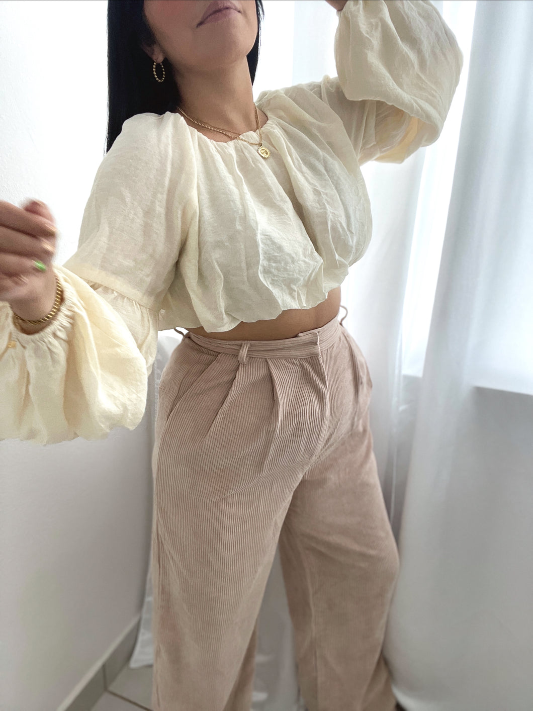 HIGH WAISTED WIDE LEG CORDUROY